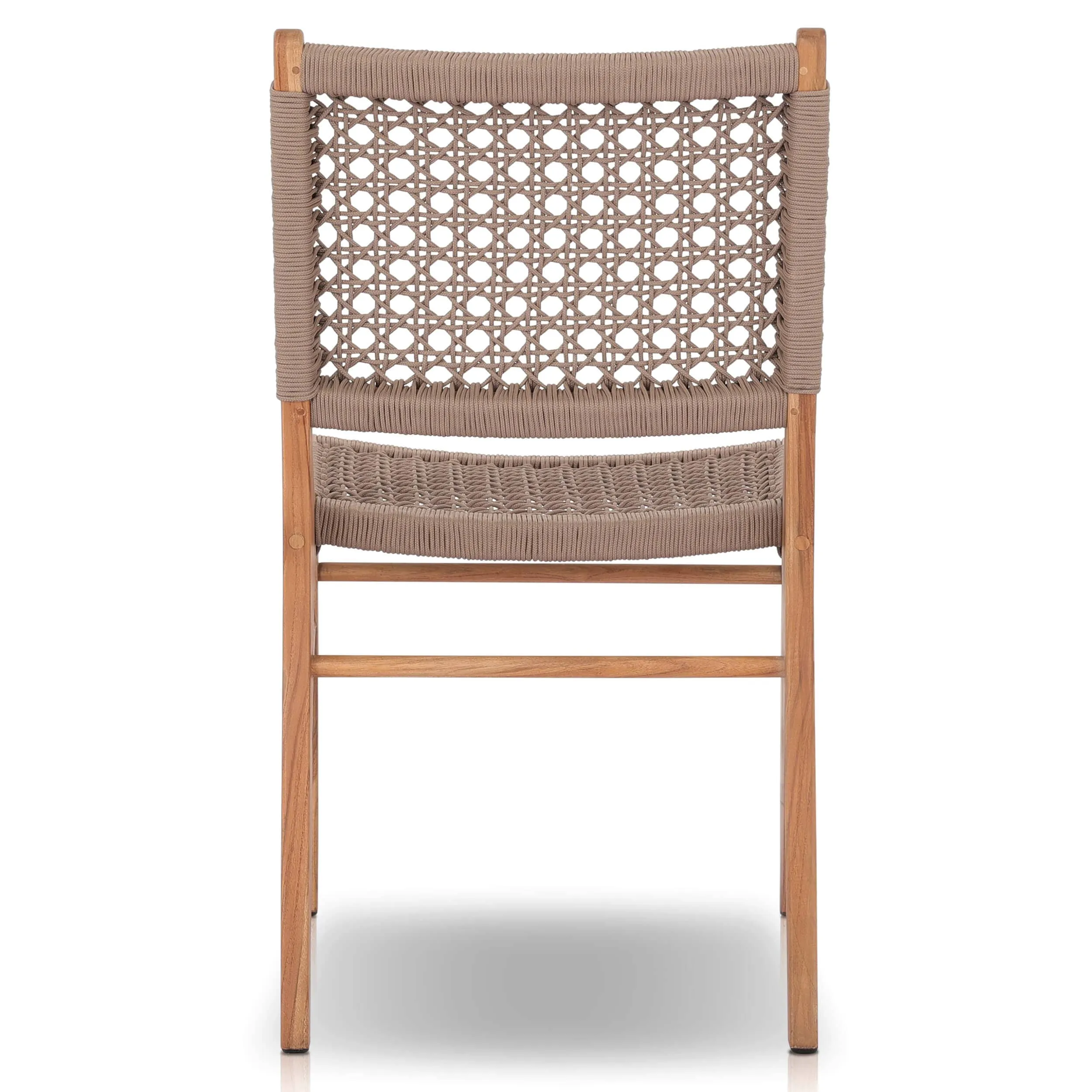 Delmar Outdoor Dining Chair, Natural Teak/Khaki Rope, Set of 2