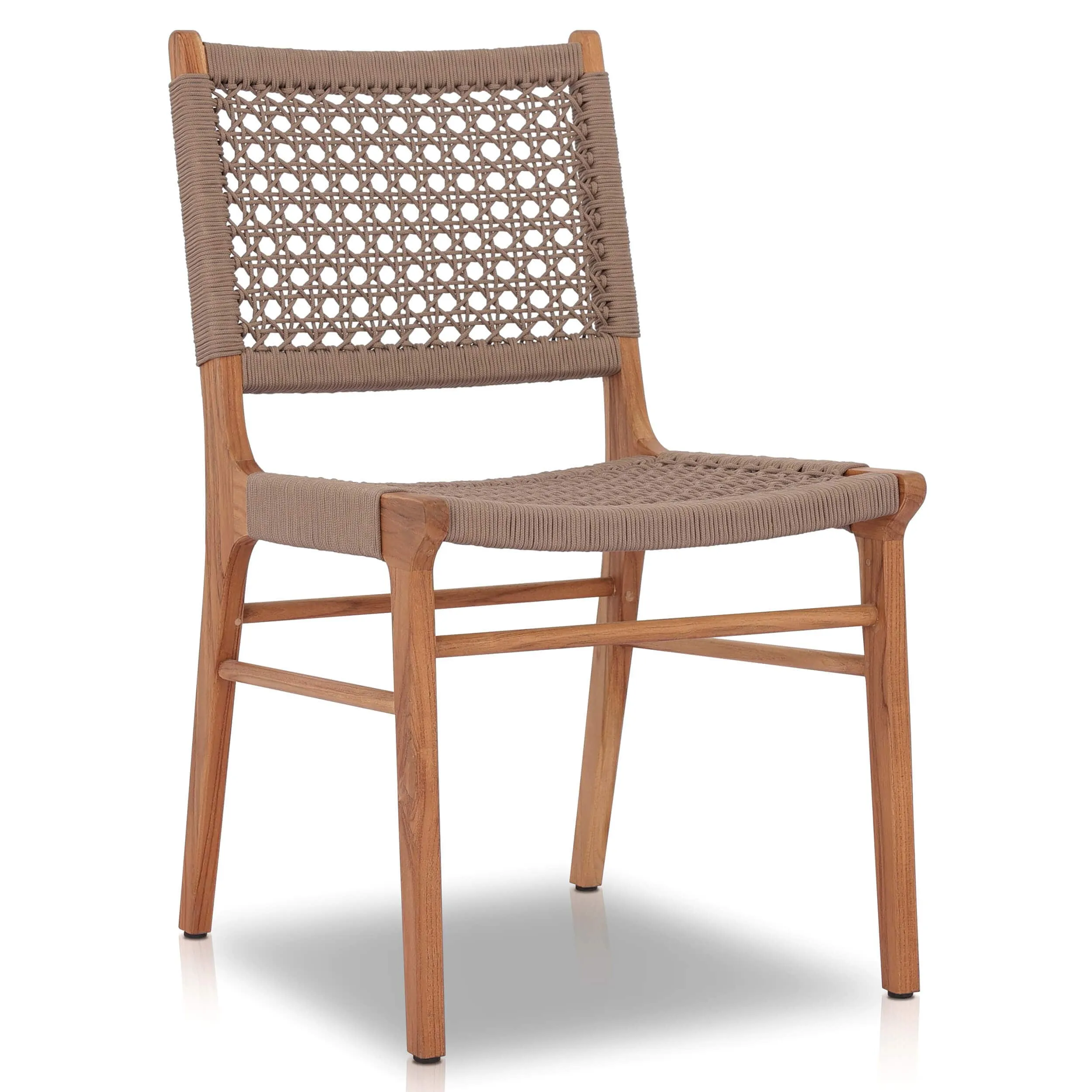 Delmar Outdoor Dining Chair, Natural Teak/Khaki Rope, Set of 2