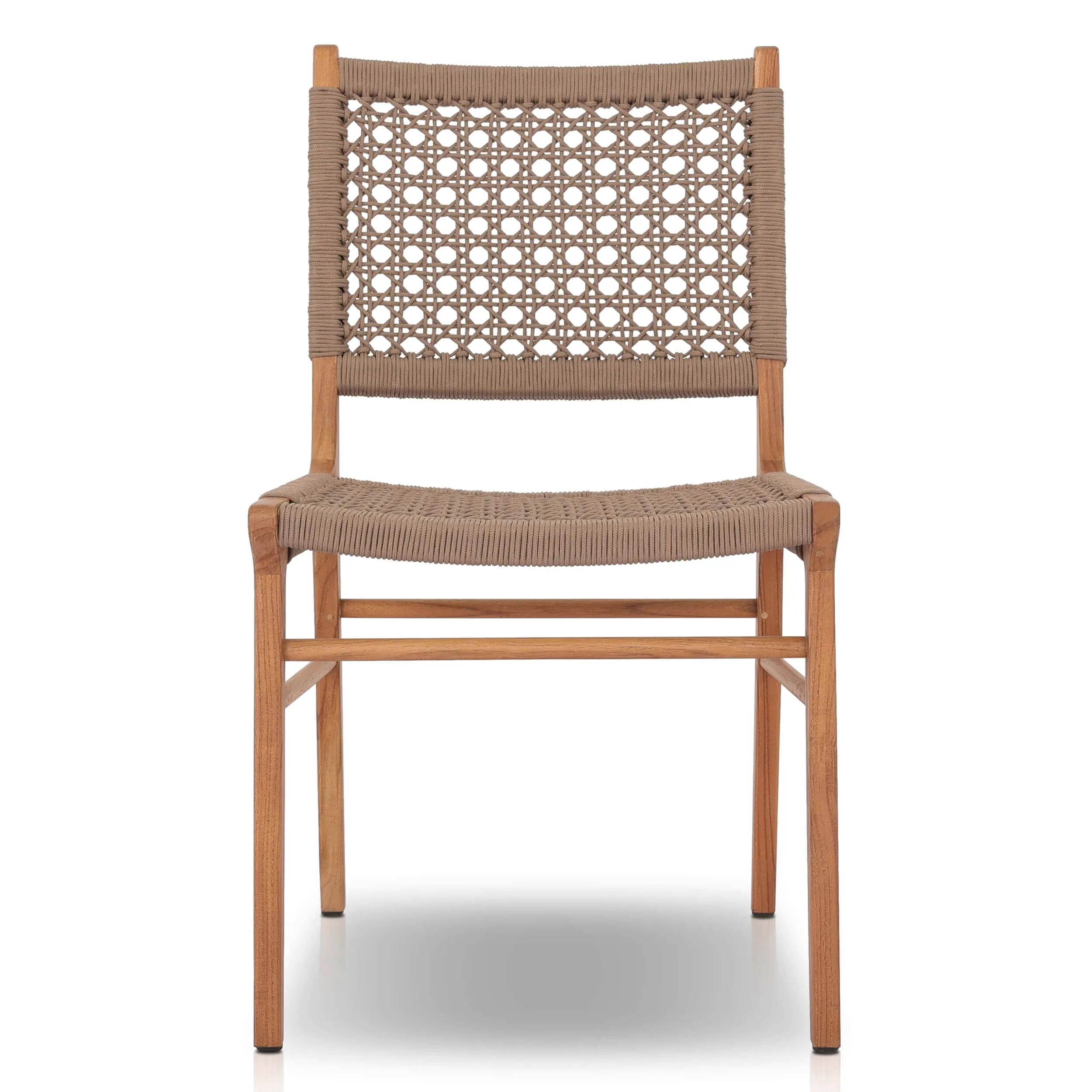 Delmar Outdoor Dining Chair, Natural Teak/Khaki Rope, Set of 2