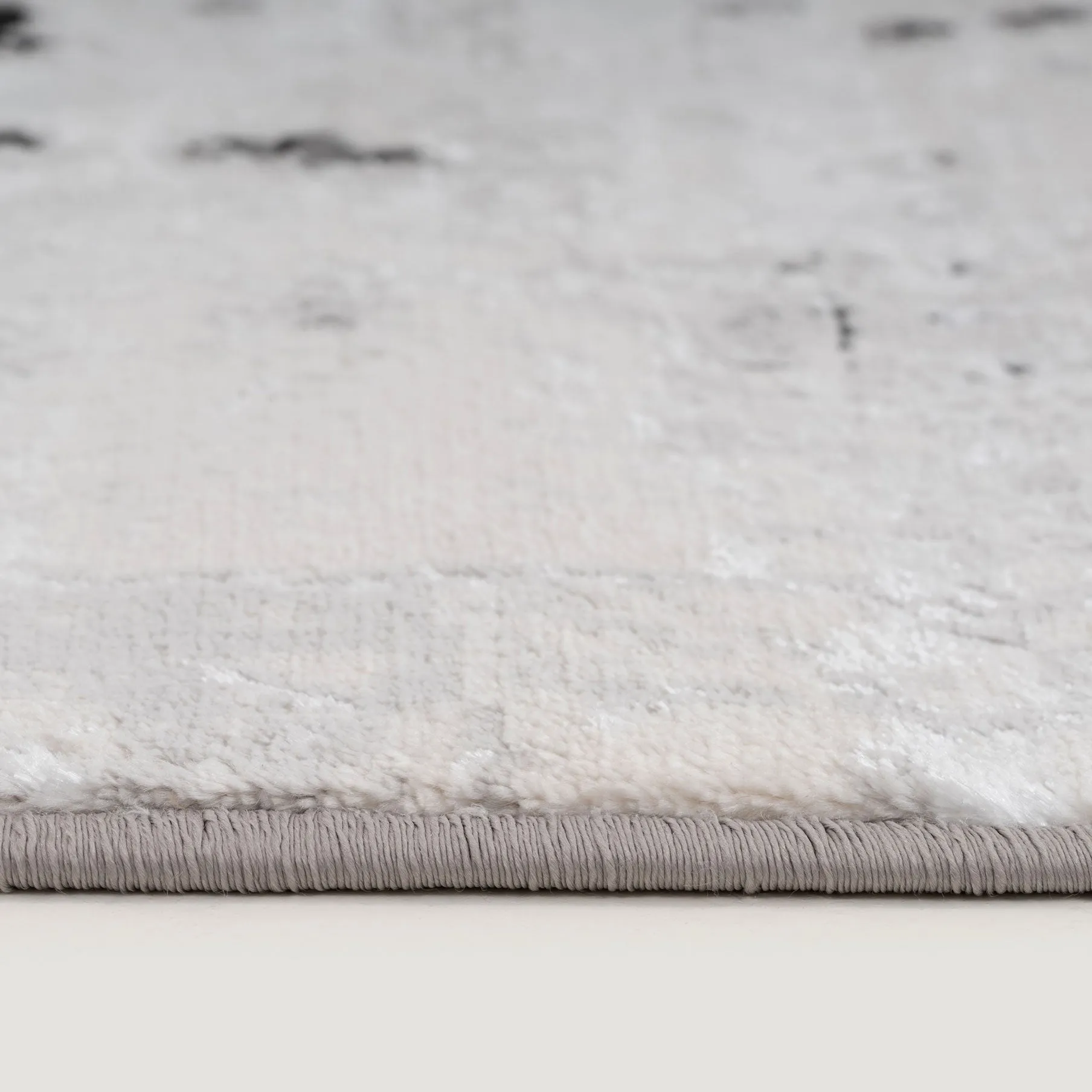 Distressed Abstract Grey Black Runner Rug