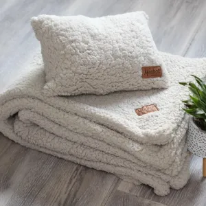 Double Fleeced Cuddler Pet Blanket And Pillow Set Chalk