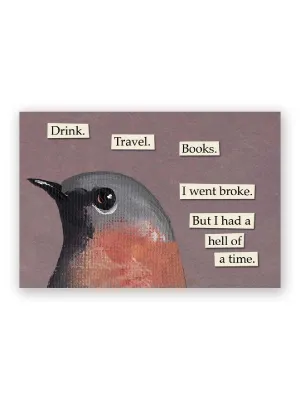 Drink Travel Books Bird Magnet