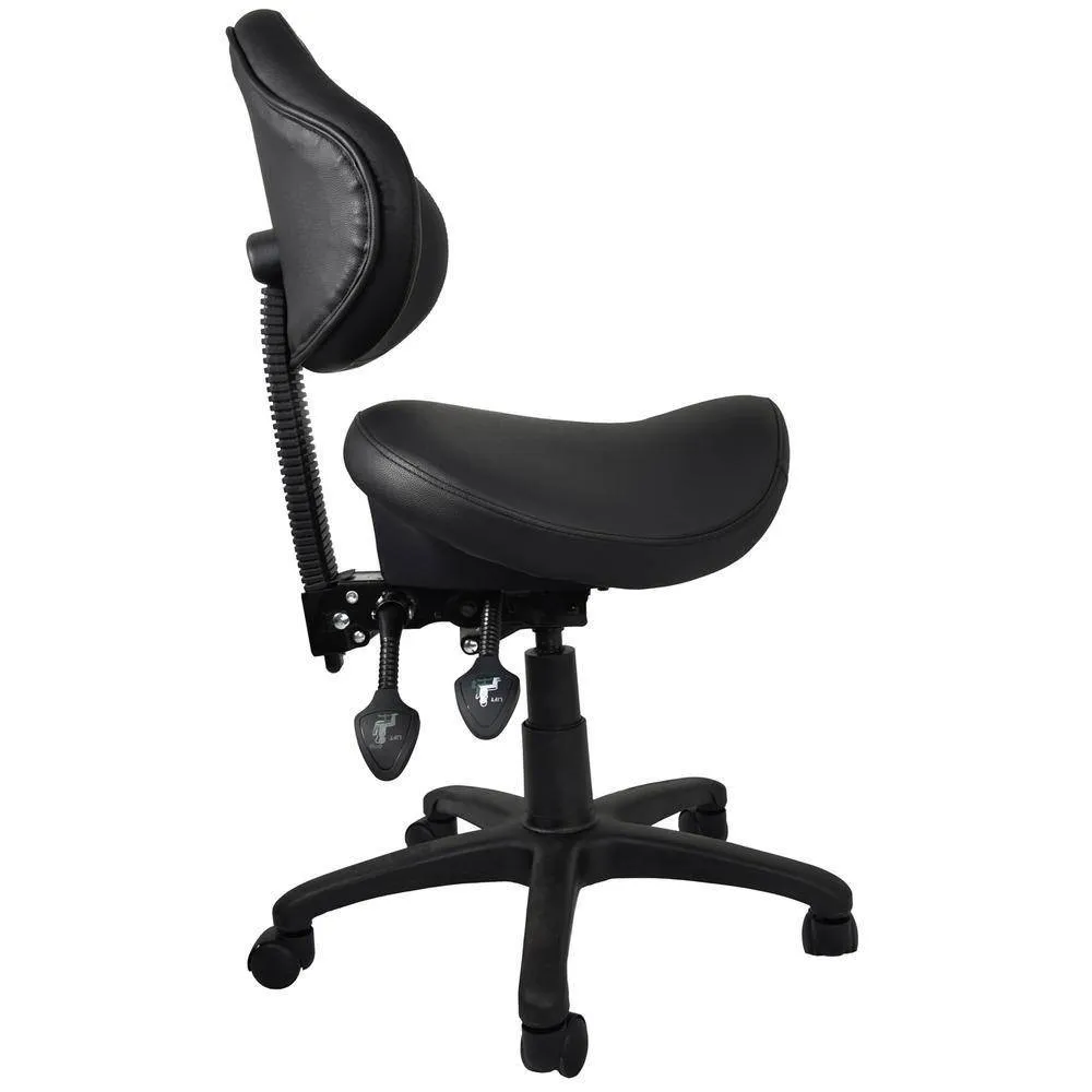 Ergonomic Saddle Stool with Adjustable Height and Backrest