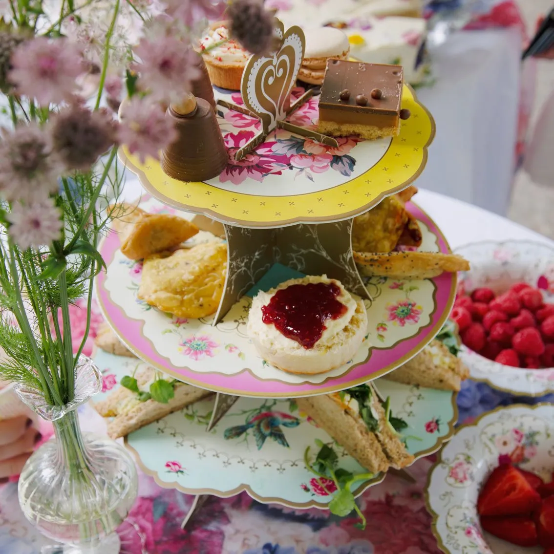 Floral 3 Tier Cardboard Cake Stand