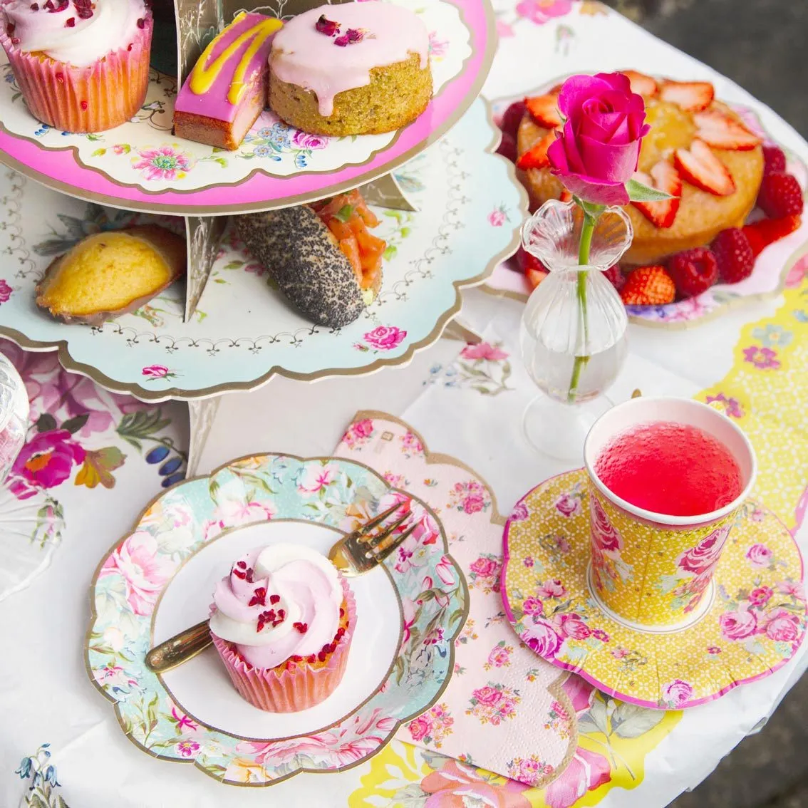 Floral 3 Tier Cardboard Cake Stand