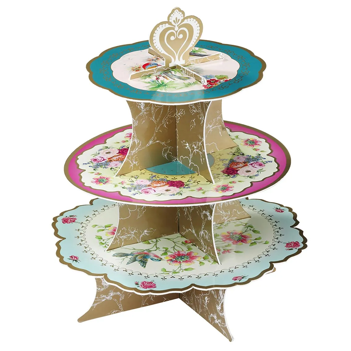 Floral 3 Tier Cardboard Cake Stand