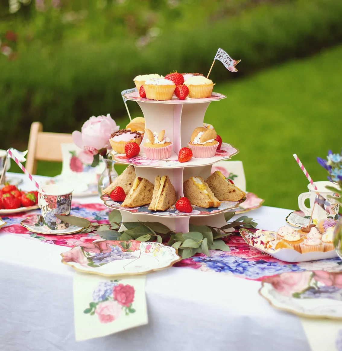 Floral 3 Tier Cardboard Cake Stand