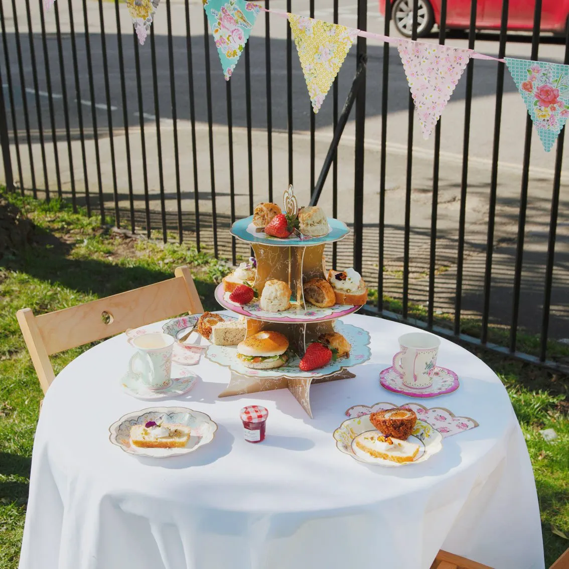 Floral 3 Tier Cardboard Cake Stand