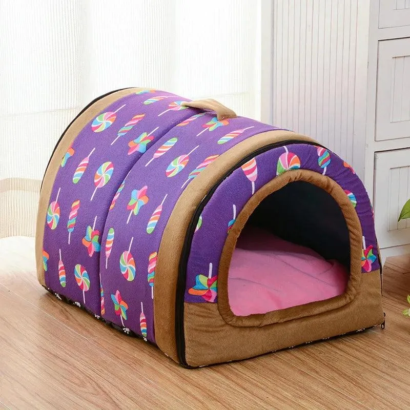 Foldable Cozy Pet House with Mat