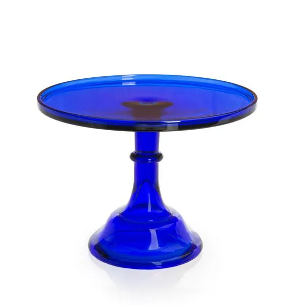 Glass Cake Plate - 6in Cobalt