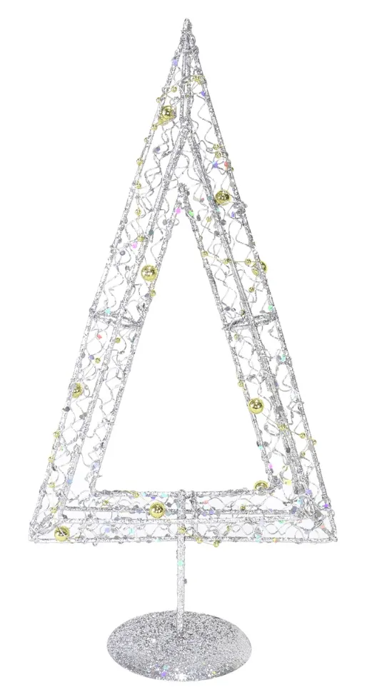 Glitter Wire Triangle Tree 4 Asst (30cm)