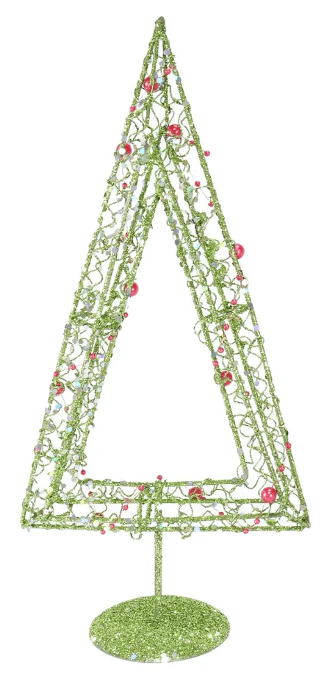 Glitter Wire Triangle Tree 4 Asst (30cm)