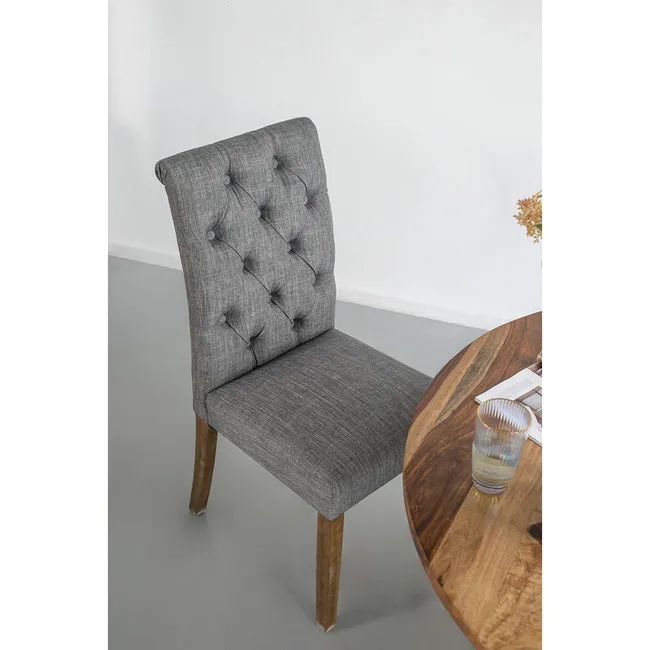 Grey Buttoned Back Armless Dining Chairs Set of 2