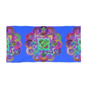 Handmade Mandala Beach Towel - Light Blue