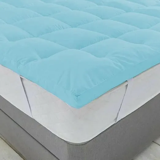 HELGA 600GSM Microfiber Top & Bottom Cotton Fabric Breathable Corners Elastic Fitted Style Mattress Topper/Padding- 72x78 Inch