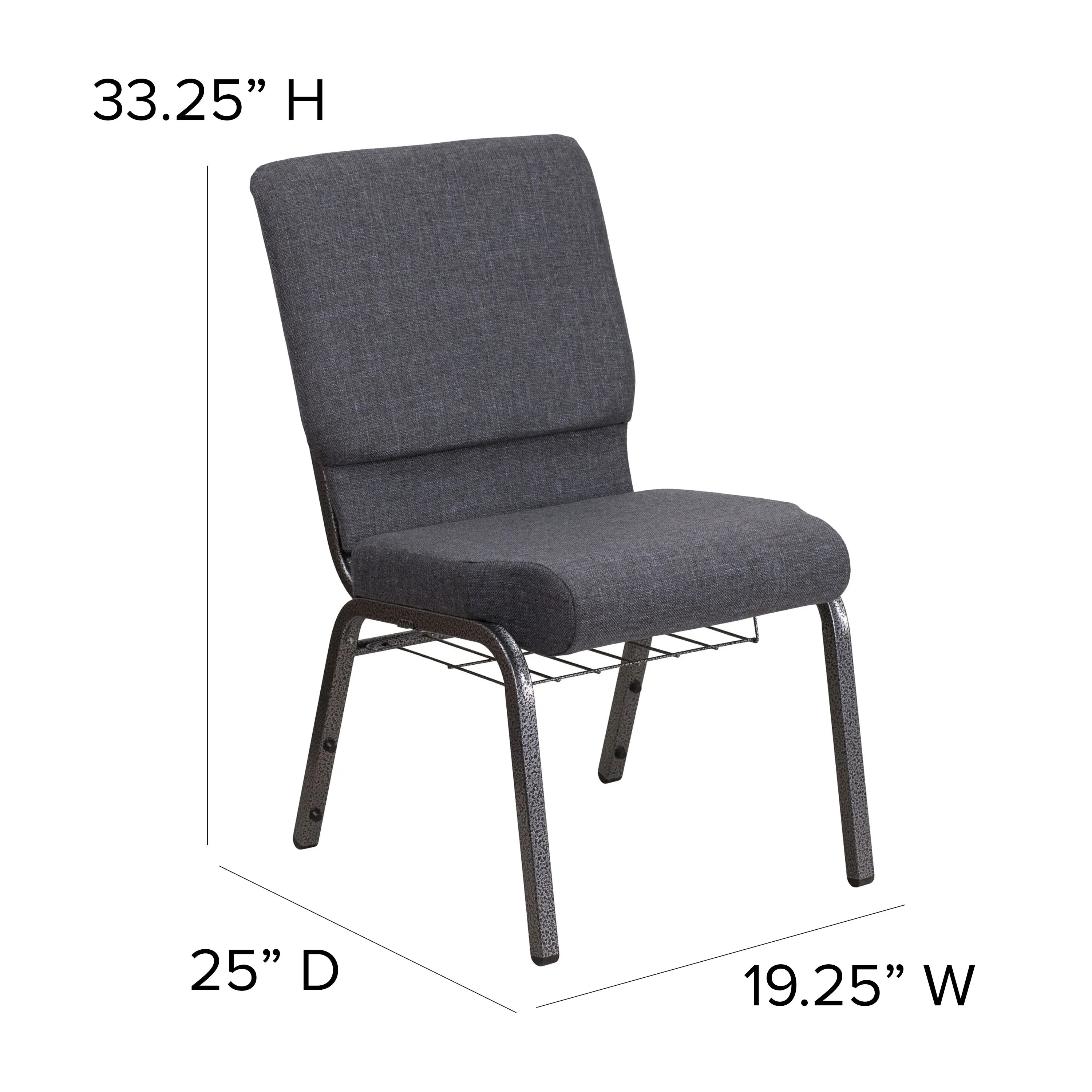 HERCULES Series 18.5''W Church Chair with Book Rack