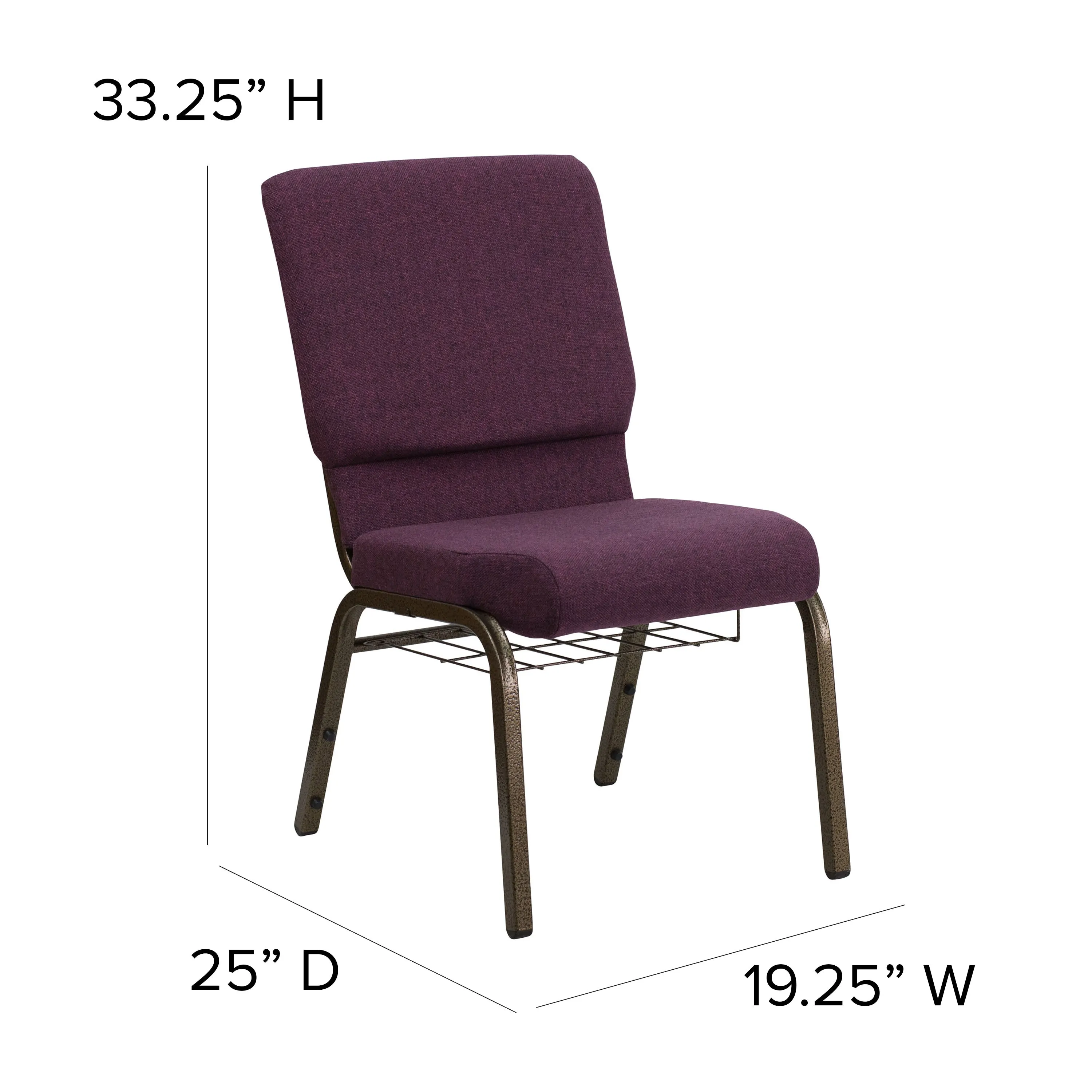 HERCULES Series 18.5''W Church Chair with Book Rack