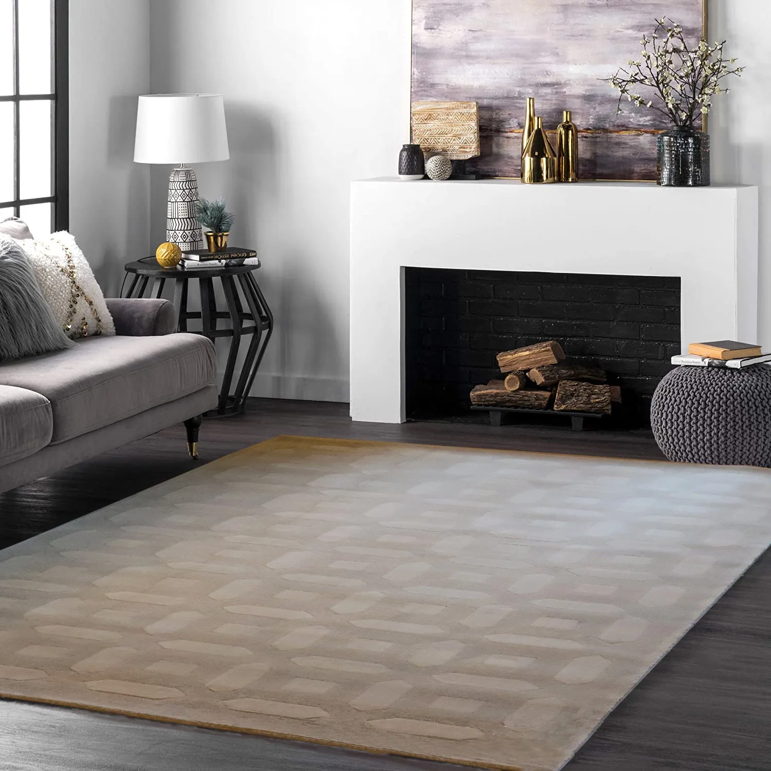 Hesta Soft Touch Patterned Rug-Grey-Large