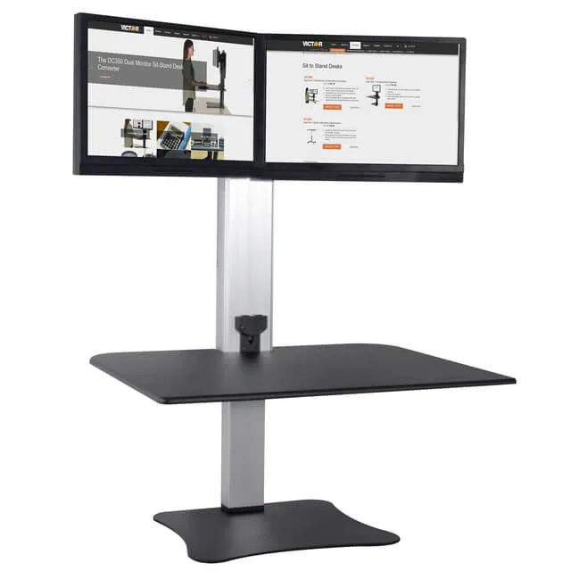 High Rise™ Electric Ergonomic Dual Monitor Standing Desk Converter