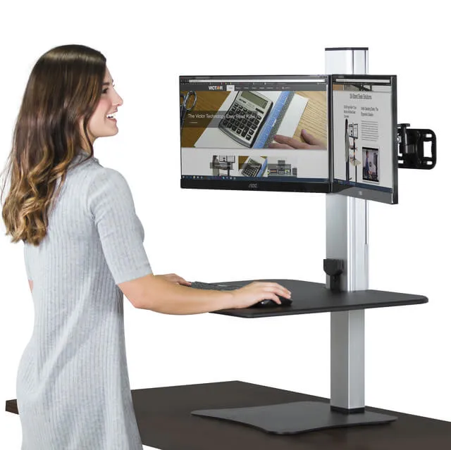 High Rise™ Electric Ergonomic Dual Monitor Standing Desk Converter