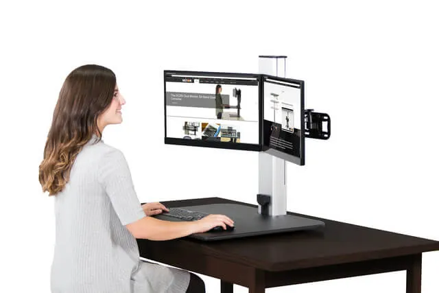 High Rise™ Electric Ergonomic Dual Monitor Standing Desk Converter