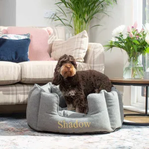 High Wall Bed With Removable Covers in Pewter Herringbone Tweed by Lords & Labradors