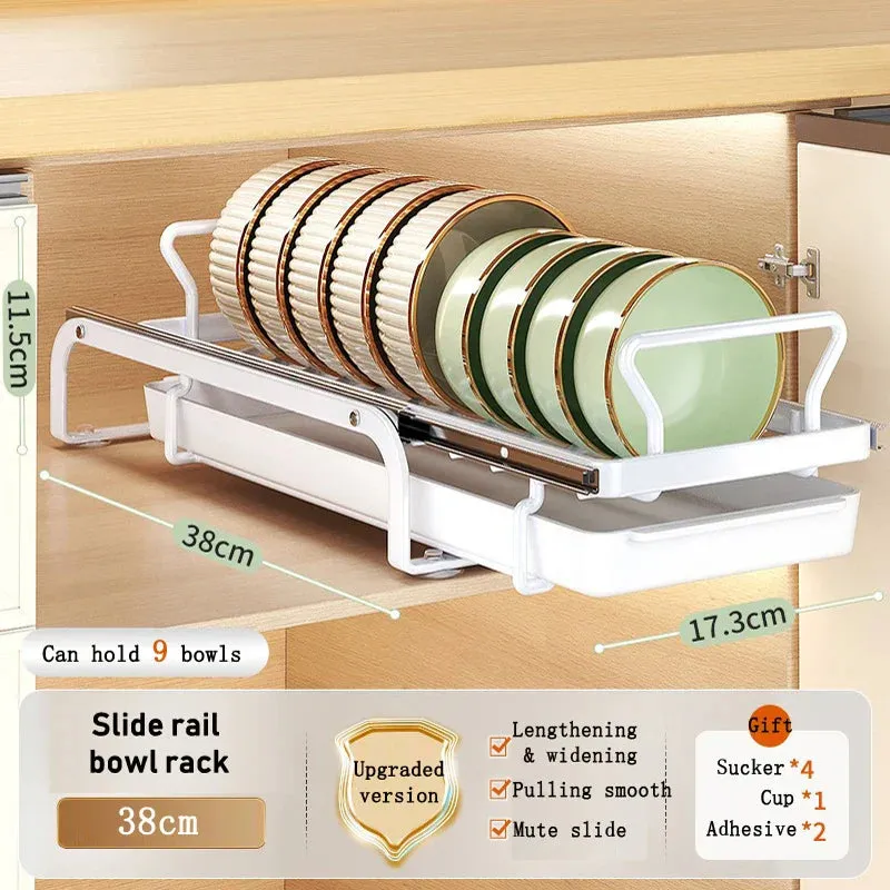 Kitchen Cabinet Sliding Storage Dish Rack