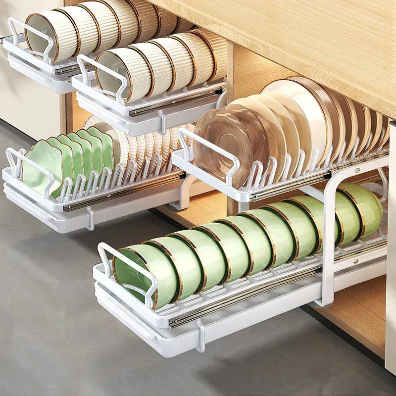 Kitchen Cabinet Sliding Storage Dish Rack