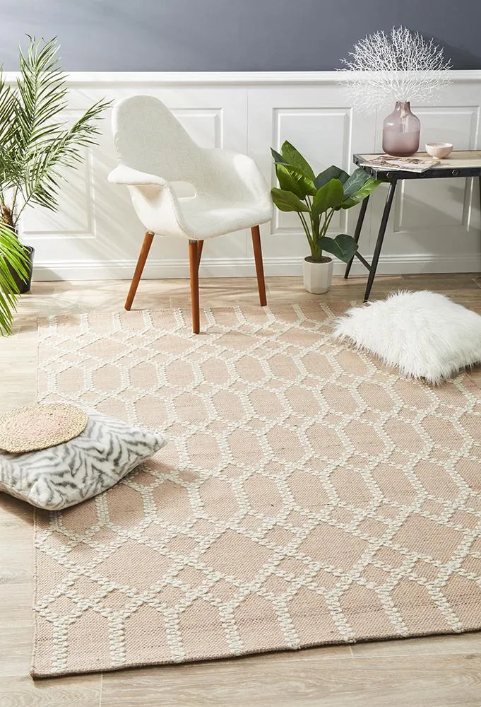 Krisha Tribal Trellis Rug Nude Soft Pink