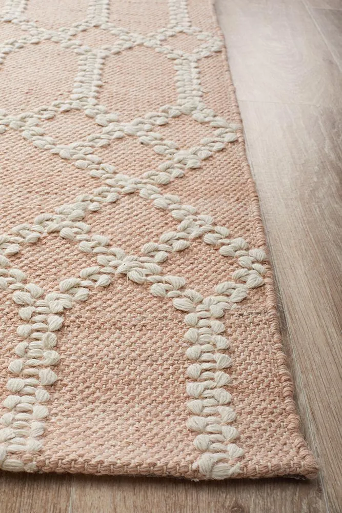 Krisha Tribal Trellis Rug Nude Soft Pink