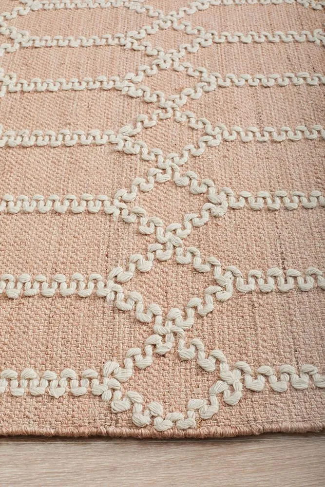 Krisha Tribal Trellis Rug Nude Soft Pink