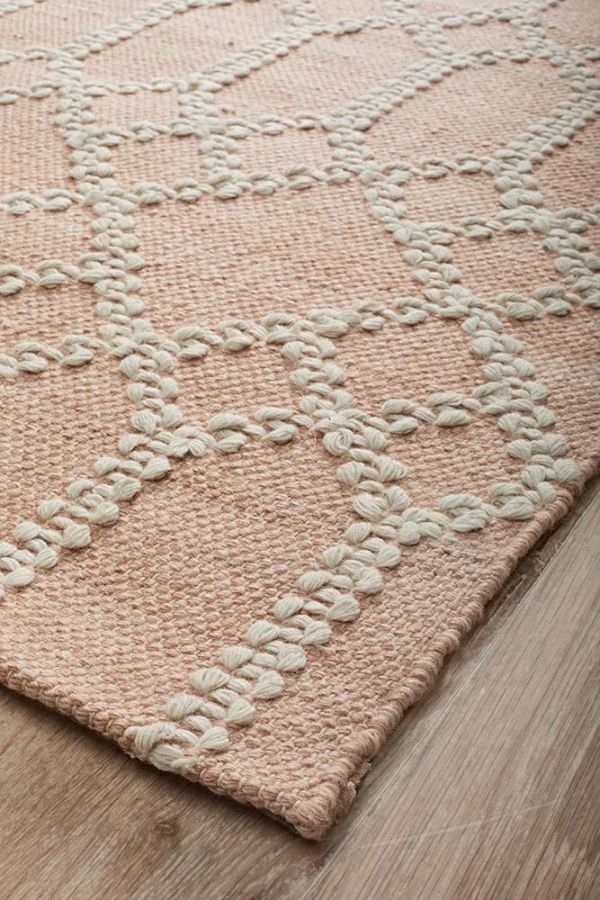 Krisha Tribal Trellis Rug Nude Soft Pink