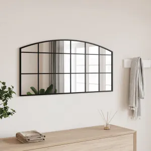 Le Caen | Large Black Geometric Grid Wall Mirror 39.4"x19.7" Arch Iron