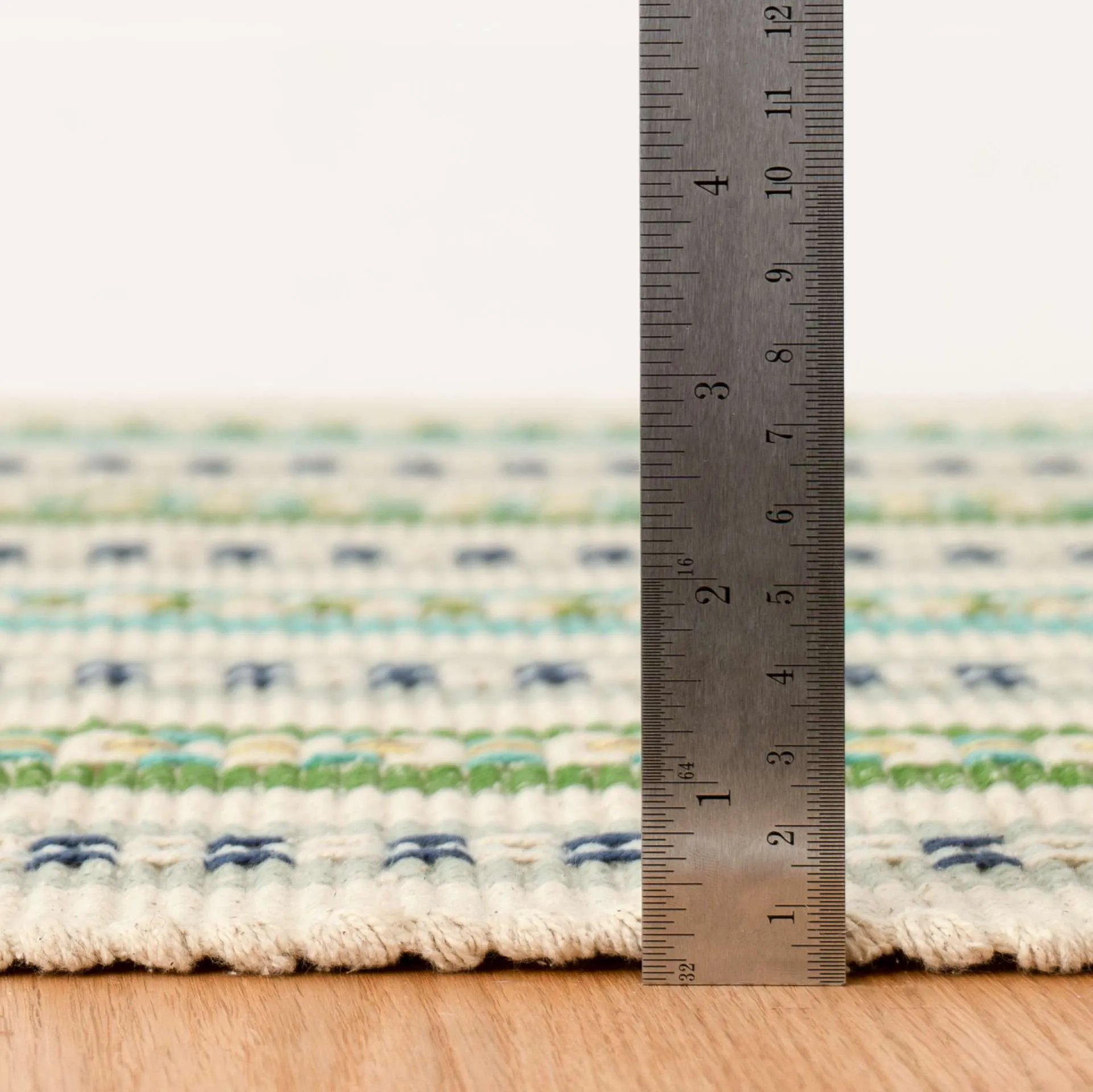 Long Slade Teal Handwoven Cotton Rug