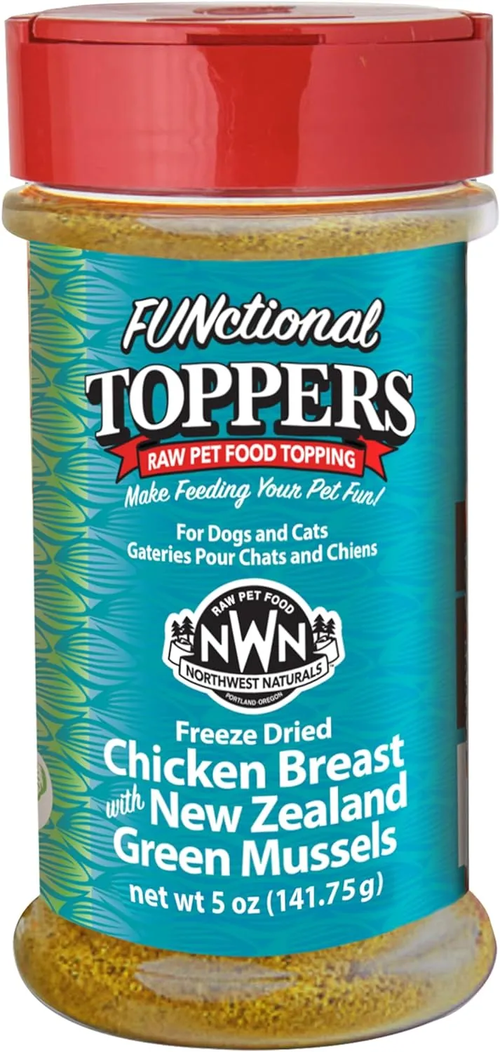 Northwest Naturals FUNctional Freeze Dried Dog & Cat Food Topper Chicken Breast & New Zealand Green Mussels Flavor