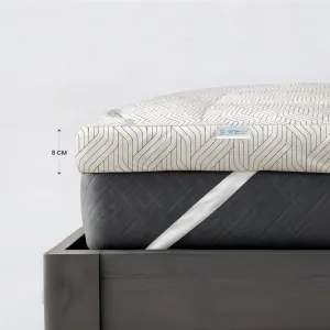 Off-White And Black Geometric Mattress Topper with 2 Pillow Cover - 140x200 8cm