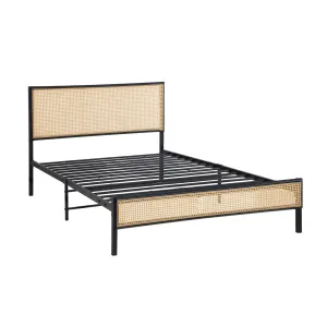 Oikiture Metal Bed Frame Single Size Beds Base Platform Rattan