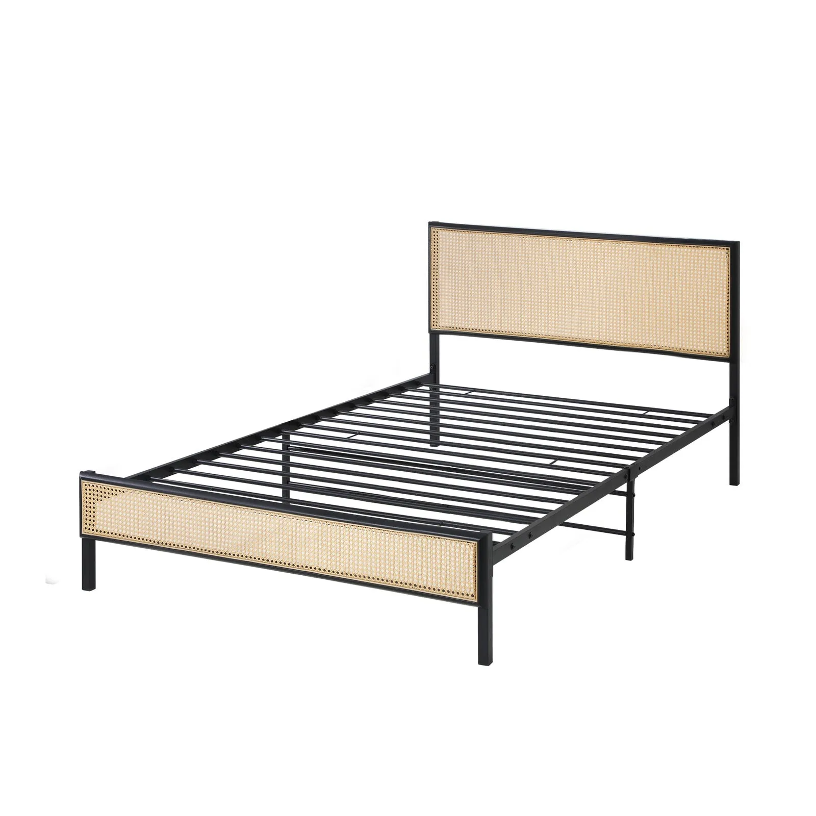 Oikiture Metal Bed Frame Single Size Beds Base Platform Rattan