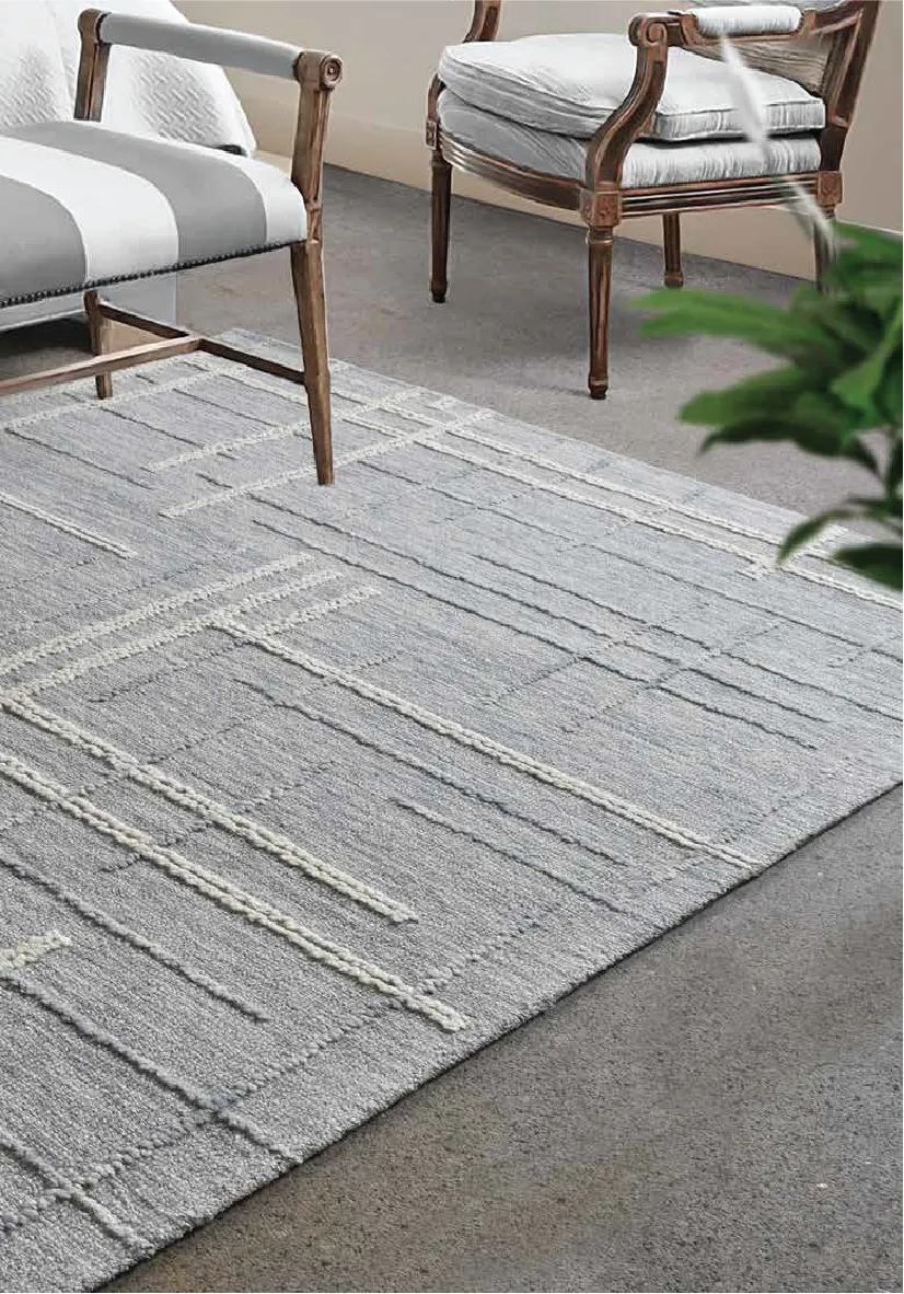 Omro Blue/Ivory Rug   (Surface: 100% Wool)