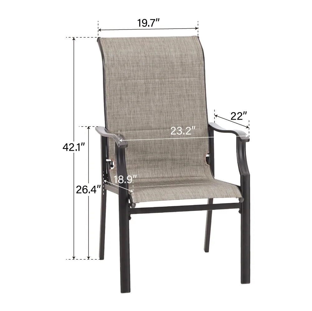 PHI VILLA Padded Textilene Patio Outdoor Dining Chairs, Set of 2