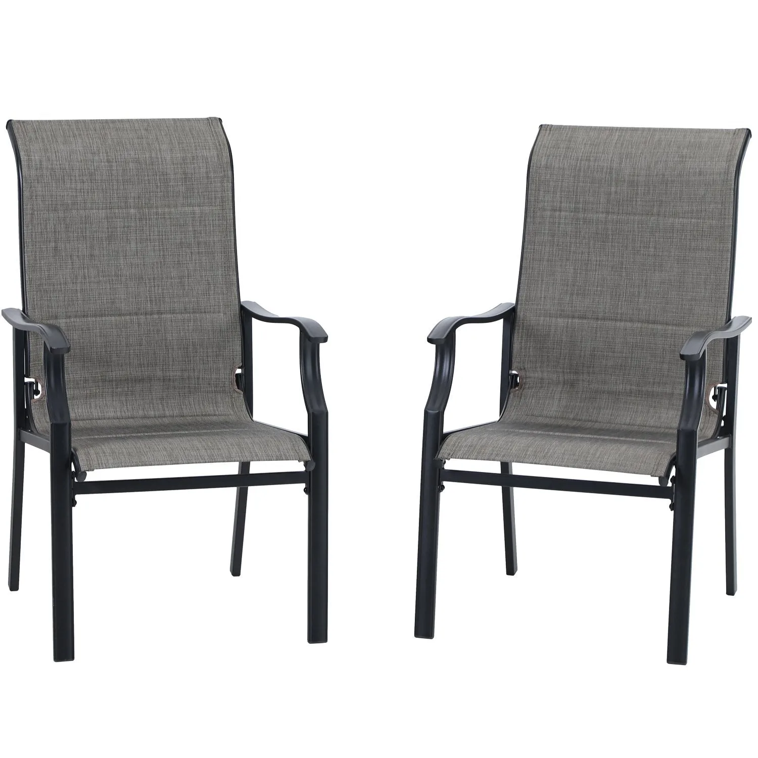 PHI VILLA Padded Textilene Patio Outdoor Dining Chairs, Set of 2