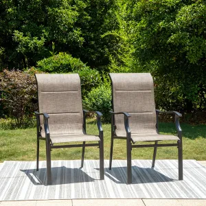 PHI VILLA Padded Textilene Patio Outdoor Dining Chairs, Set of 2