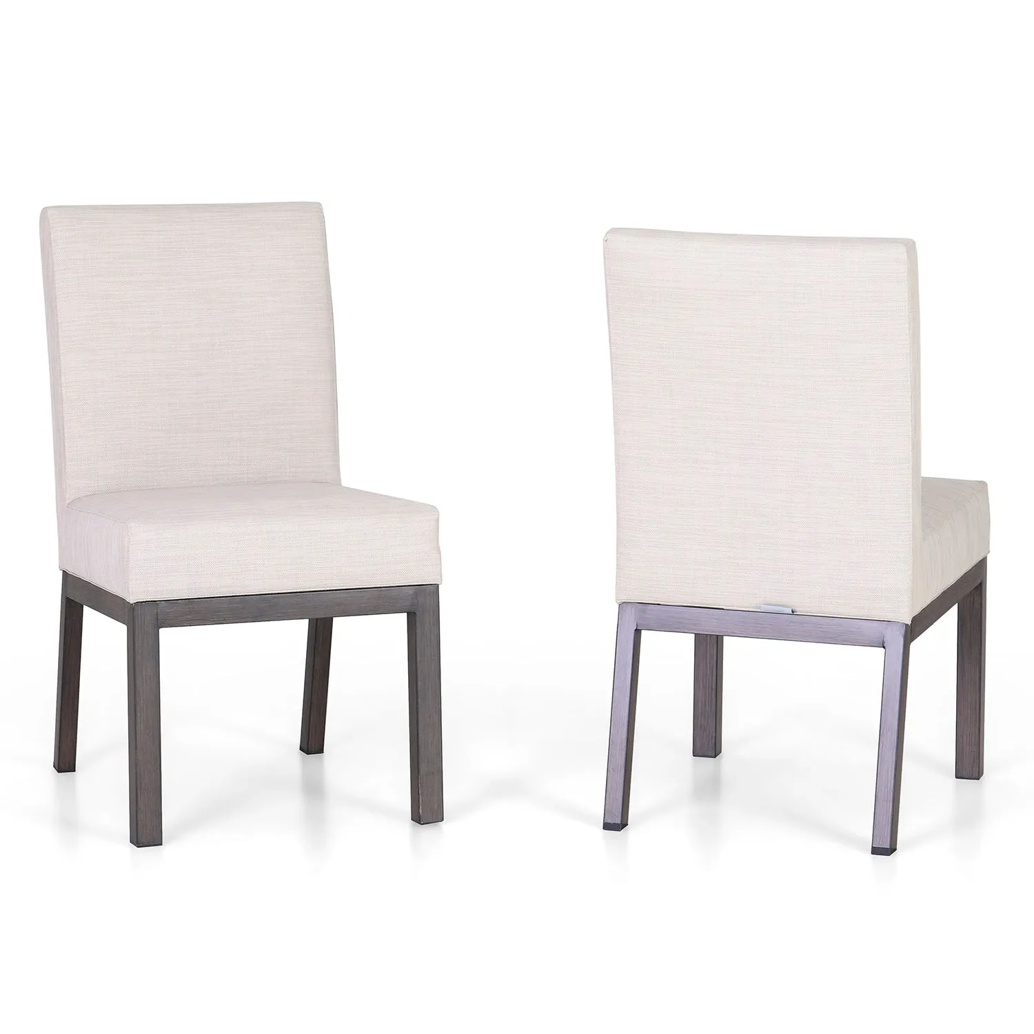 PHI VILLA Patio Textilene Padded Fixed Dining Chairs, Set of 2