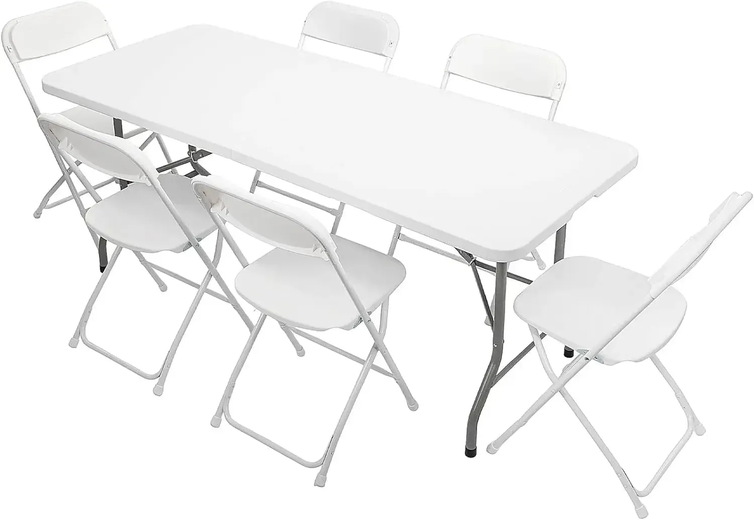 Plastic Folding Table Set with White Folding Chairs for Picnic, Event, Training, Outdoor Activities, at Home and Commercial Use