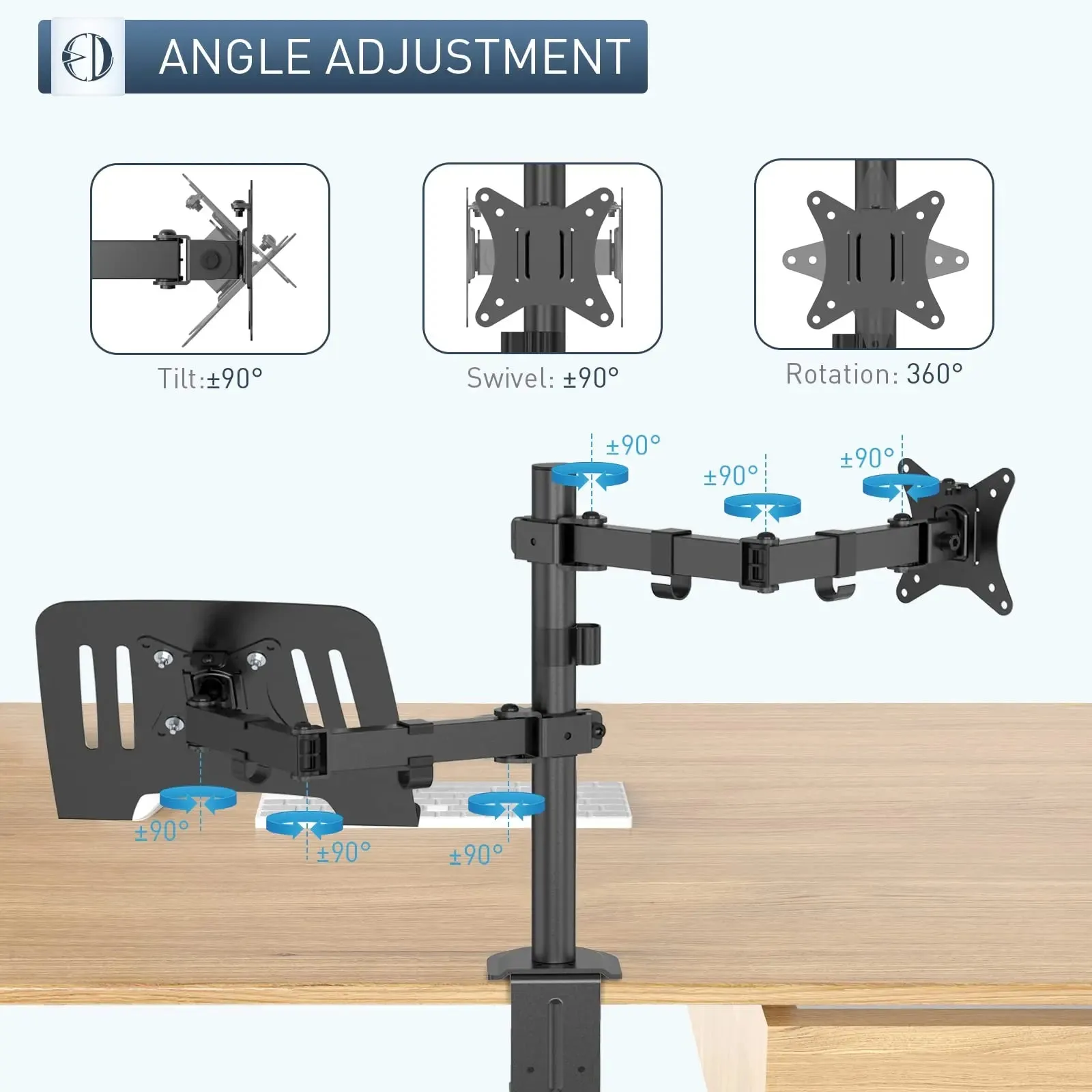 PUTORSEN Double Monitor Arm for 13- to 27-inch PC Screens