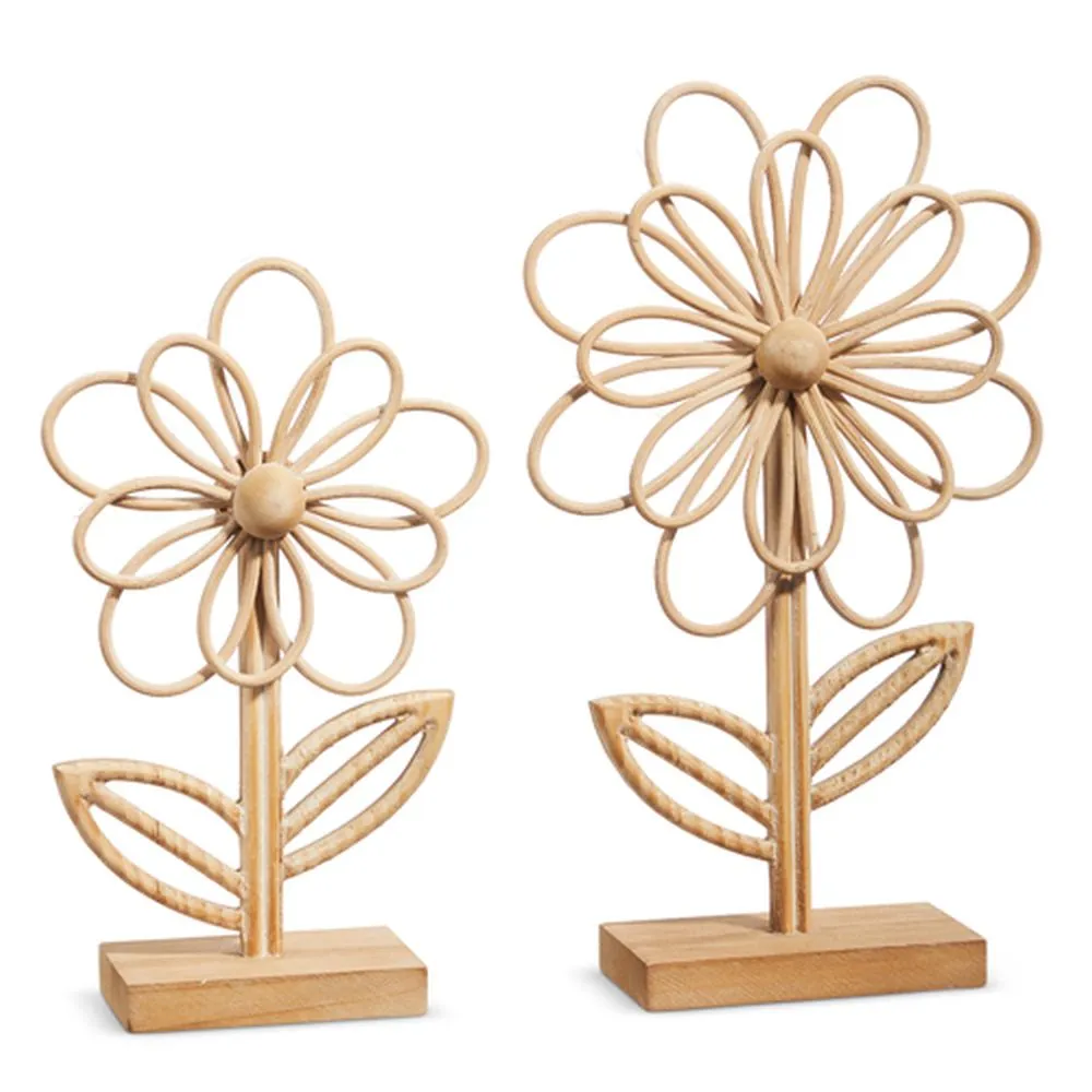 Raz Imports 2024 Natural Appeal 14.5" Flower On Stands, Set of 2