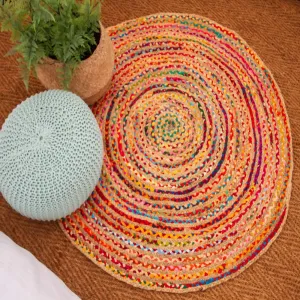 Round Jute and Recycled Soft Cotton Rugs