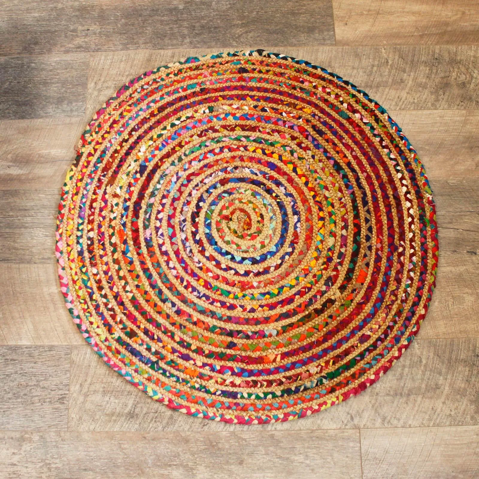 Round Jute and Recycled Soft Cotton Rugs