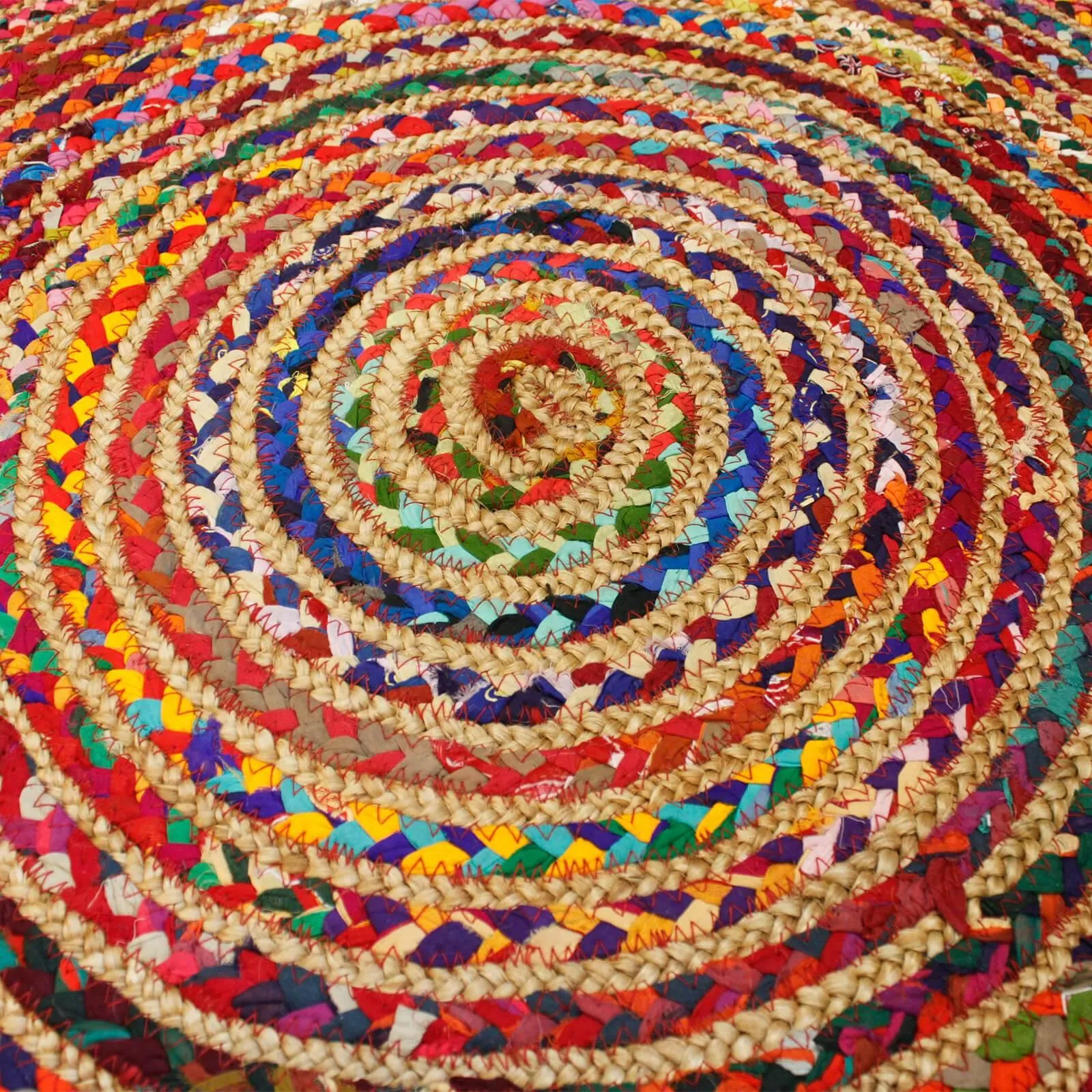 Round Jute and Recycled Soft Cotton Rugs