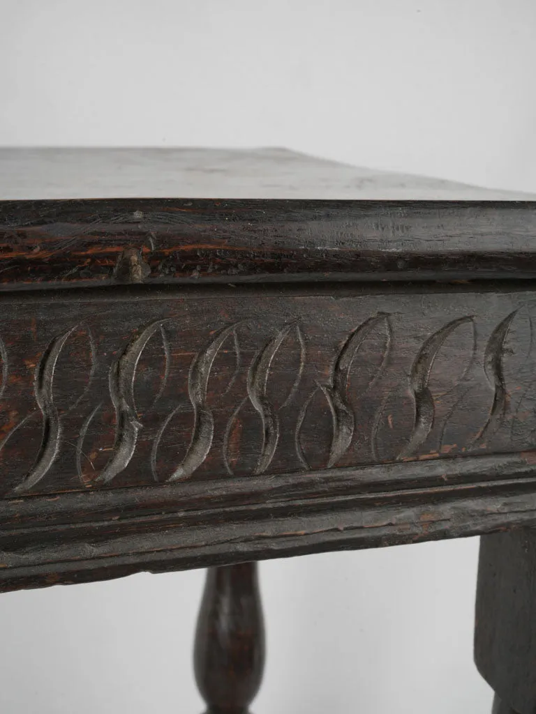 Rustic 20th Century Rectangular Side Table with Turned Wood Legs